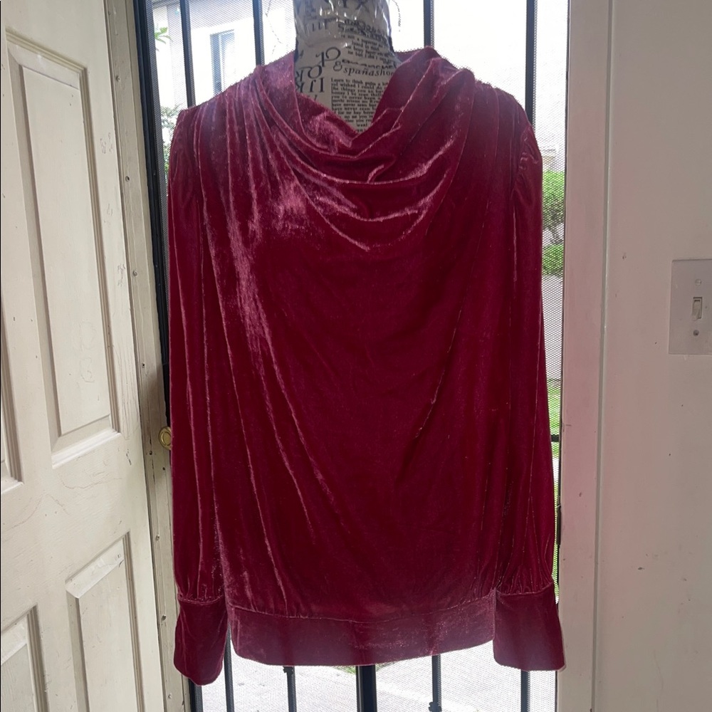 Anthropologie BTFL-life Velvet Pullover Velvet Cowl Neck Sweater - Picture 5 of 5